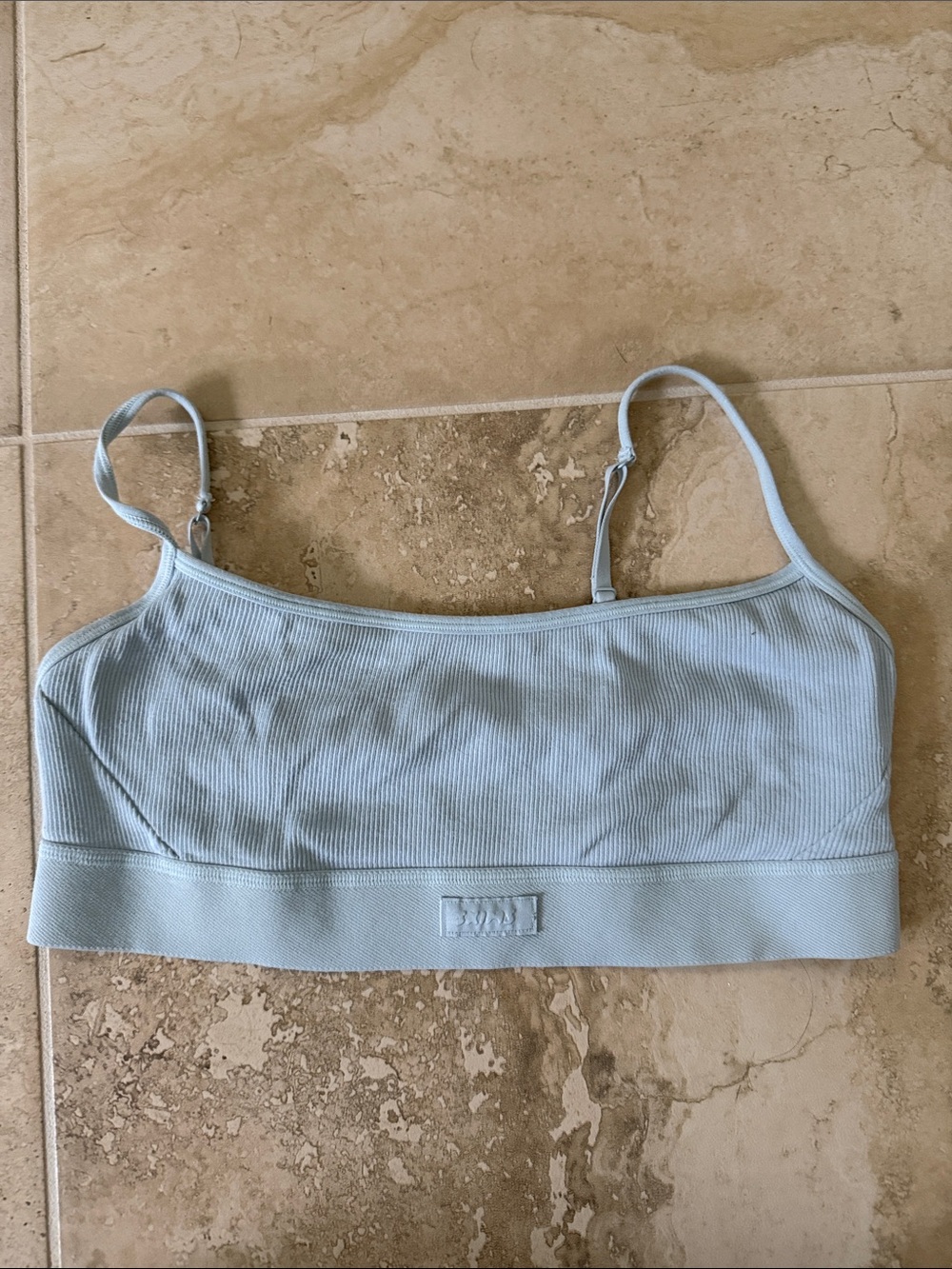SKIMS Cotton Rib Plunge Bralette Sports Bra in baby blue